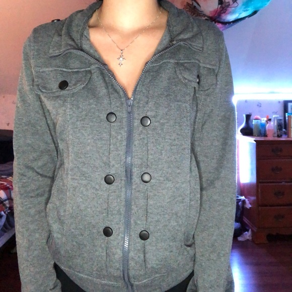 Grey zip up sweatshirt - Picture 3 of 3